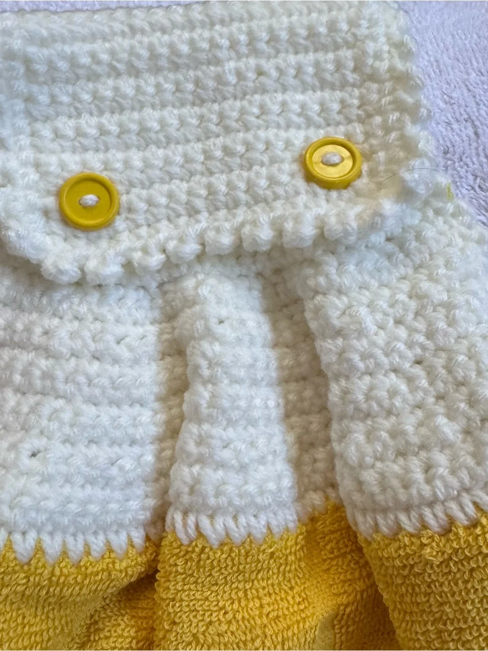 Handmade Yellow Crochet Hanging Kitchen Towels Pair